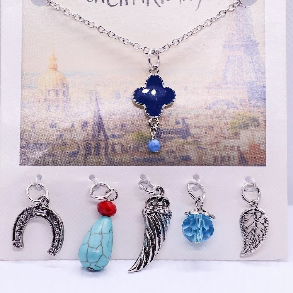 Cross Charm Necklace with Multiple Charms